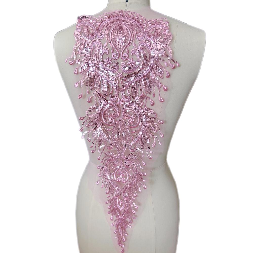 2 IN 1,Sequins Embroidery African Nigerian Fabric Diy Design Couture Clothes Costumes Patches Appliques For Sew On Wedding Dress