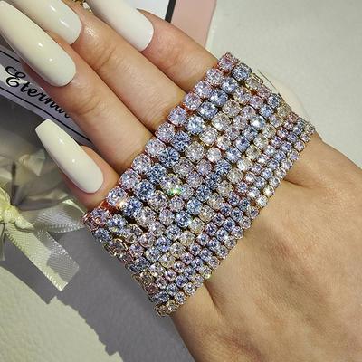 Damen Vergoldetes Zirkonia Tennisarmband - Voll Diamant Design, Modell s5650