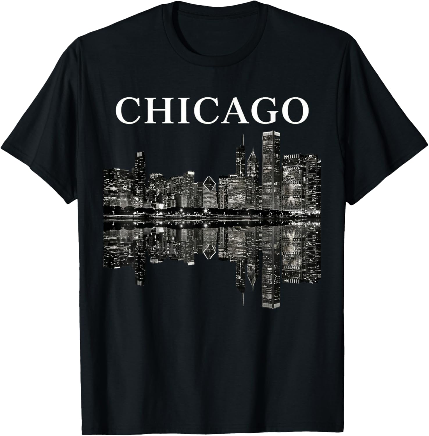 Chicago Illinois Skyline City Reflection Urban T-Shirt S