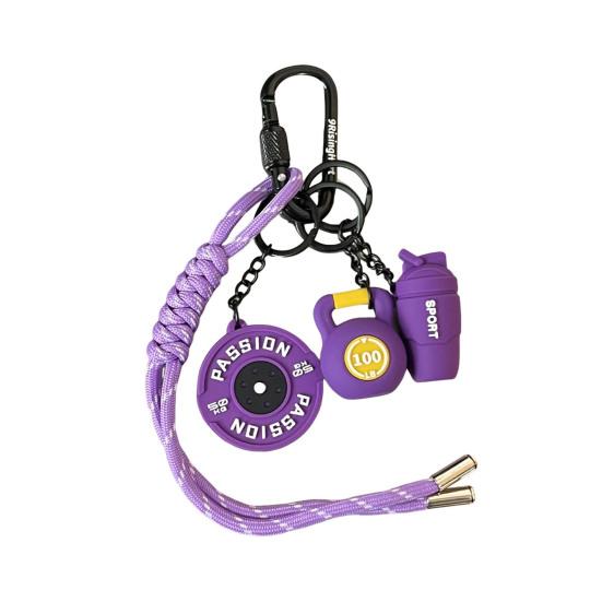 Fitness Keychain Weightlifting Fitness Equipment Charm with Keyring Weight Plate Dumbbell Key Chain Bag Backpack Charm Gift for Gym Enthusiasts