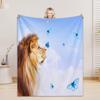 Wolf Lion Animal Print Flannel Blanket Comfortable Soft for Home Decoration Customizable Size Family Living Room Decor