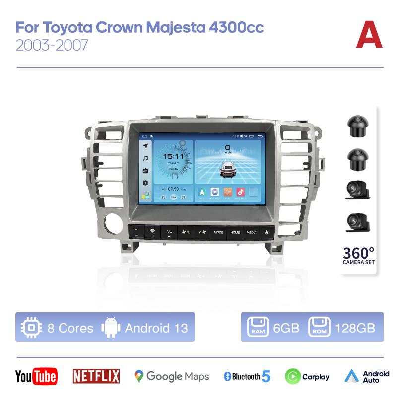 For Toyota Crown Majesta 4300cc 2003-2007 Smart Multimedia Video Player CarPlay GPS Radio 5G Navigation Keep Original Car CD