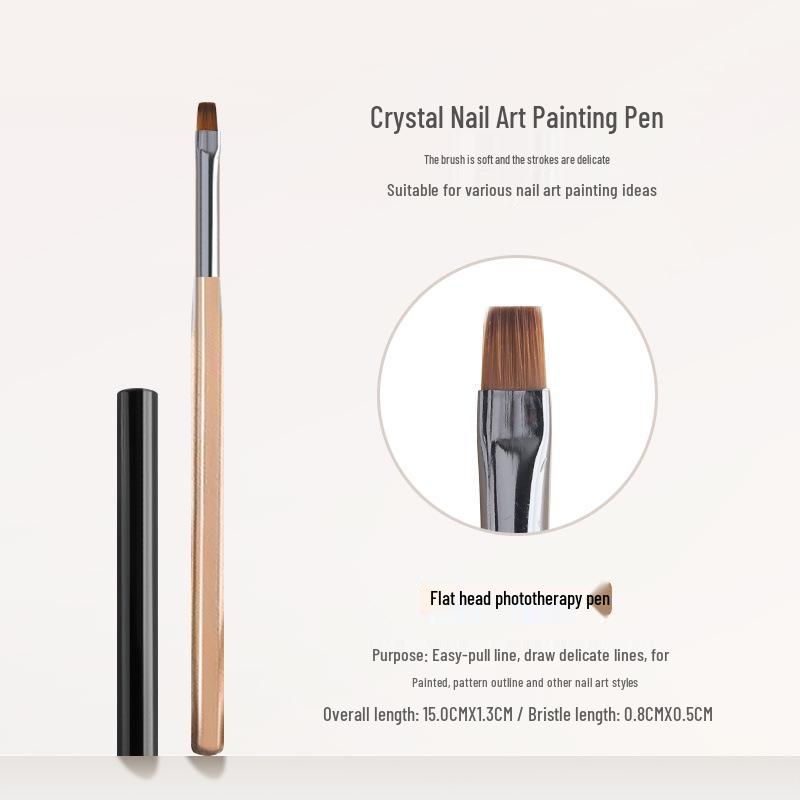 Translucent Brown Nail Art Brush Set: Flower and Gel Painting Brushes with Flat and Round Heads