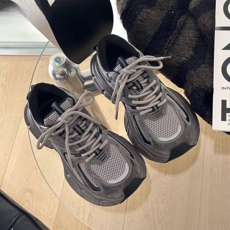 Retro Maillard ultra-lichte papa schoenen herfst nieuw dikke zool verhogende casual sportschoenen