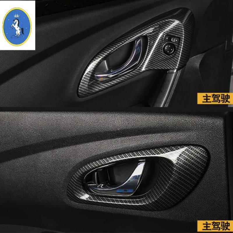 Carbon Fiber Look Auto Door Pull Doorknob Handle Bowl  Stickers Interior Accessories Cover Trim For Renault Kadjar 2016 -