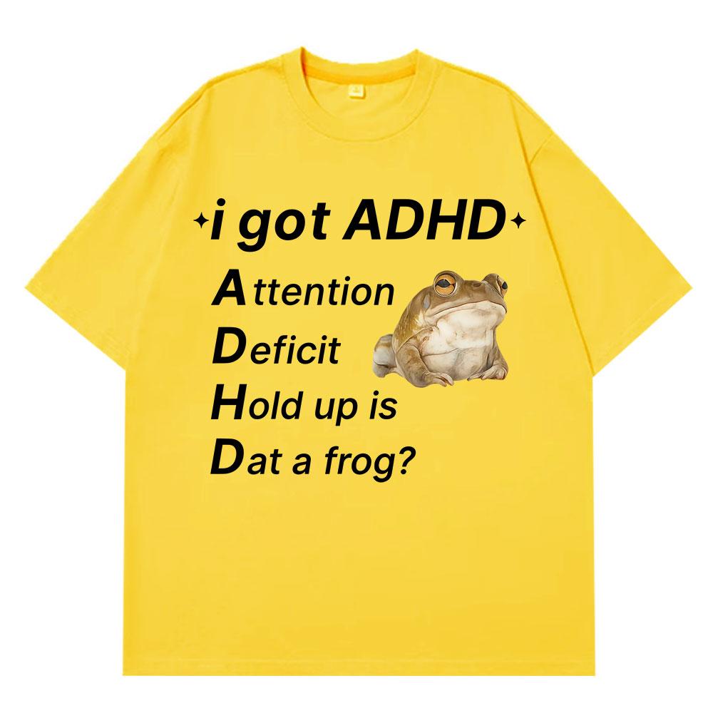 ADHD Frog Autism Funny Meme T Shirt Men Women Fashion Clothing Cotton Short Sleeve Harajuku Tshirts Casual Hiphop Tshirts