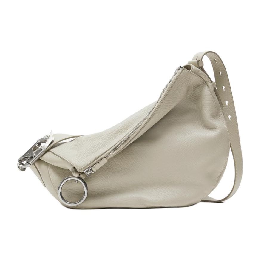 

Burberry Knight Adjustable Shoulder Strap Pebbled Calfskin Crossbody Bag Medium Women bags Fog 80853511 Shopping Bag Set(Basic Set+Shopping Bag)