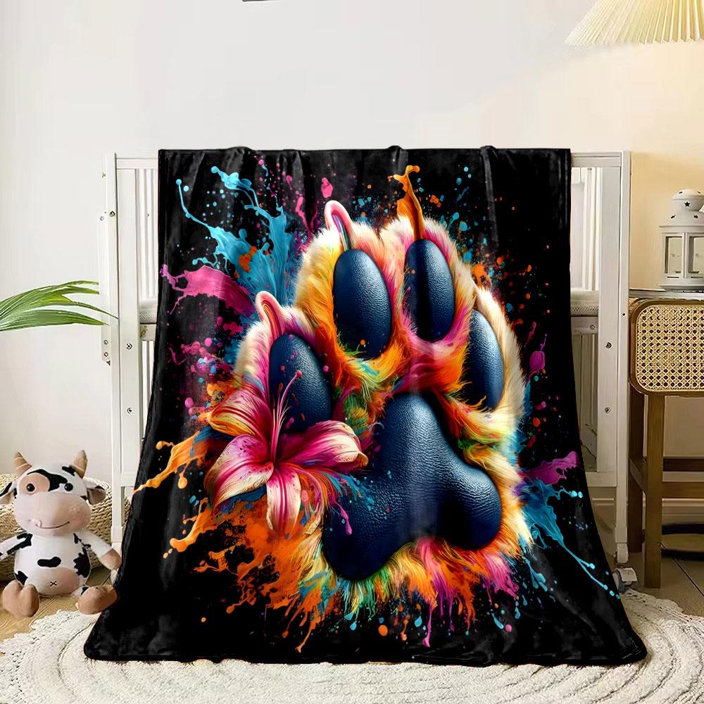 Colorful Paw Print Explosion Print Blanket Soft and Cozy Perfect for the Living Room Bed Sofa or a Nap,gift