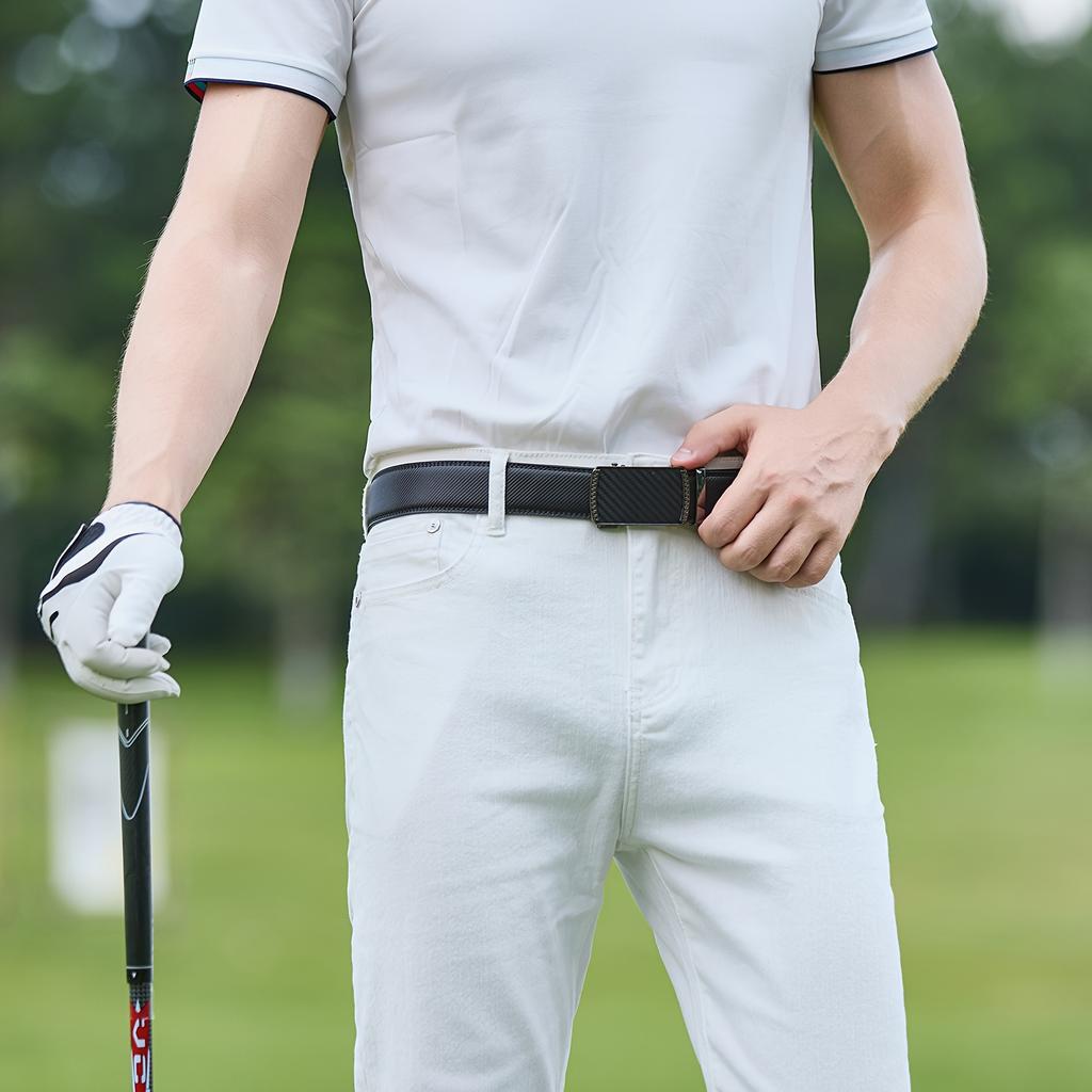 Mens Leather Ratchet Belt with Automatic Buckle, Adjustable Belt(35MM)