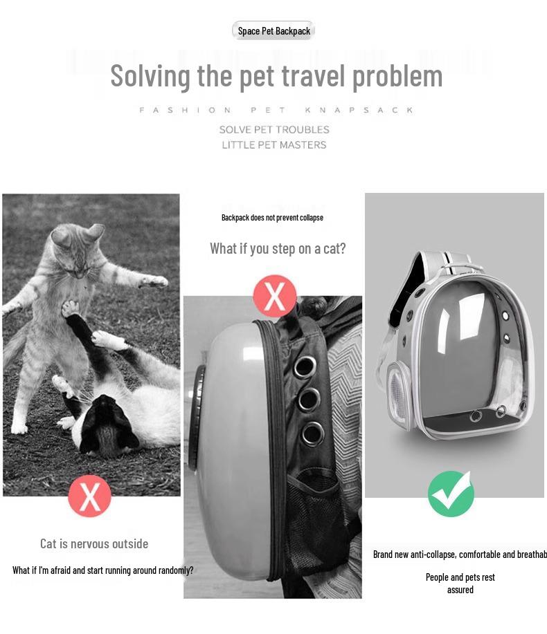 Transparent Space Capsule Pet Backpack for Cats & Small Dogs