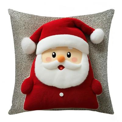 New 45×45cm Christmas Throw Pillow Cover 2D Printed Santa Claus Pillowcase Soft Removable Pillow Cover Home Decoration