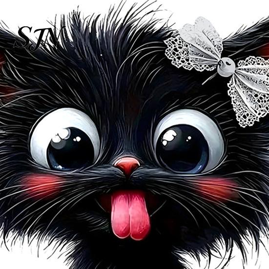 Süße Haustier-Themen Badezimmerdeko Halloween Zunge Raus Schwarze Katze Toilettendeckel Aufkleber, Cartoon Kätzchen Kreative Heimgeschenke Aufkleber, Wasserdicht