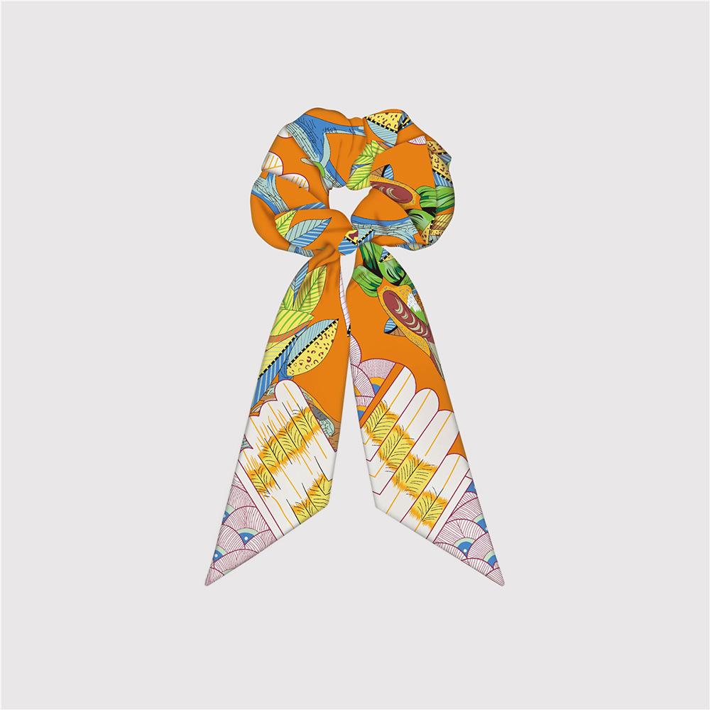 Naturalny Jedwab Duże Gumki do Włosów Gumki Wstążki do Włosów Wzór Łańcucha Elastyczne Gumki do Włosów Kucyk Kobiety Elegancki Szalik Akcesoria do Włosów