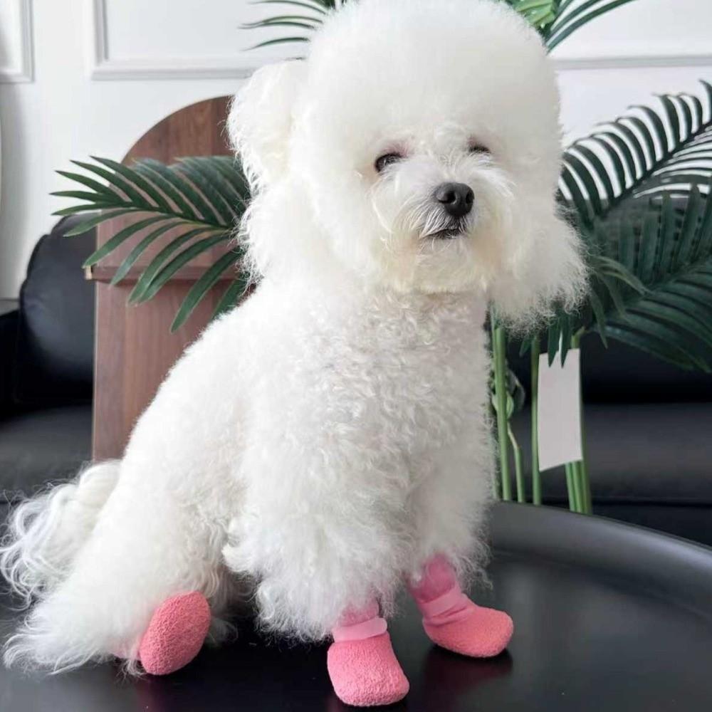4PCS Waterproof Dog Mesh Shoes Breathable Anti-slip Pet Socks Dog Foot Cover Outdoor Walking