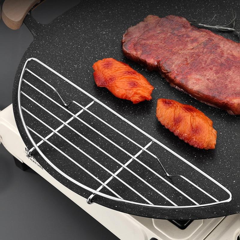 Outdoor Barbecue Net Steam Rack Stainless Steel Camping Barbecue Frying Pan Barbecue Meat Drain Anti Scorching Grill