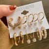 Vintage Perle Gull Sølv Hoop Øredobber Elegant Drop Oil Butterfly Geometric Twist Cute Duck Mushroom Earring Set for Women Smykker Tilbehør