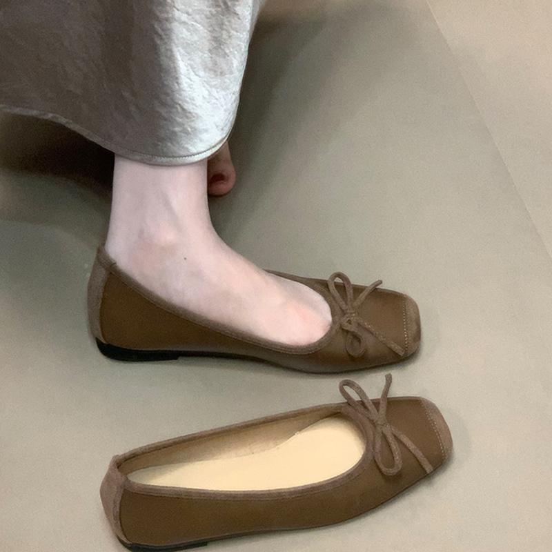 Designer Silvery Women Flats Shoes Concise Soft Leather Eelgant Butterfly-knot Mary Jane Shoes