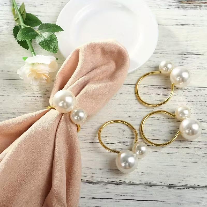 1-24PCS Durable Pearl Plastic Napkin Ring Elegant Design for Wedding Christmas Formal Dinner and Party Table Decorations