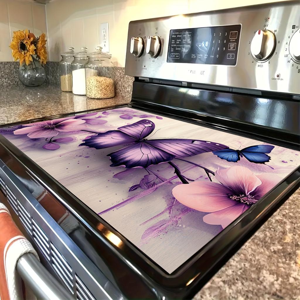 1 Stück Gummi-Abtropfmatte mit lila Schmetterlingsdruck für Café, Restaurant, Küche, Teppich, Tischgeschirr, Kieselgur-Tischmatte, Haustiermatte, Kaffeegeschirr