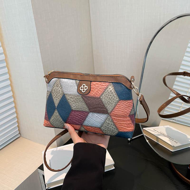 Ethnic Style Shoulder Bag Boho Vintage Splicing Color Shoulder Bag Phone Bags Versatile Commuter Bag Women Gifts