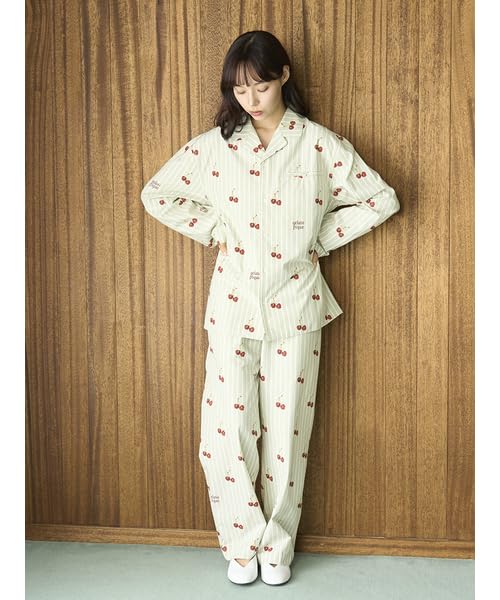 Cherry Print Shirt PUFT255211GRN [UNISEX] (M-L)