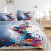3pcs Colorful Cat Art Design Bedding Set, Including Without Filling, Soft and Comfortable Home Bedroom M033