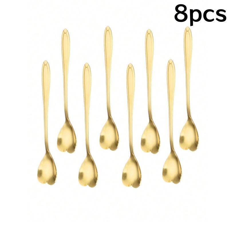 

8/16 шт. ложек для кофе в форме сердца из нержавеющей стали, золотая ложка для десерта, чая, аксессуары для кухни, столовые приборы, украшения, подарочный набор