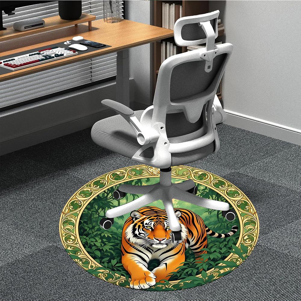 

1pc Tiger Jungle Office Round Rug, Non-slip, Soft and Durable Office Rug for Interior Decoration, Perfect for Office,Decoration yy260204006 80cm by 80cm