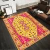 Colorful Bohemian Abstract Floral Carpet with Yellow and Pink Design Suitable for Use As an Anti-slip for Living Room Bedroom Sofas