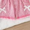 Baby Girls 2-Piece Outfit, Ribbed Ruffle Neck Top and Embellished Denim Shorts
