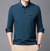 New Autumn Seamless High Elastic Long Sleeve Men's Business Casual Polo Shirt