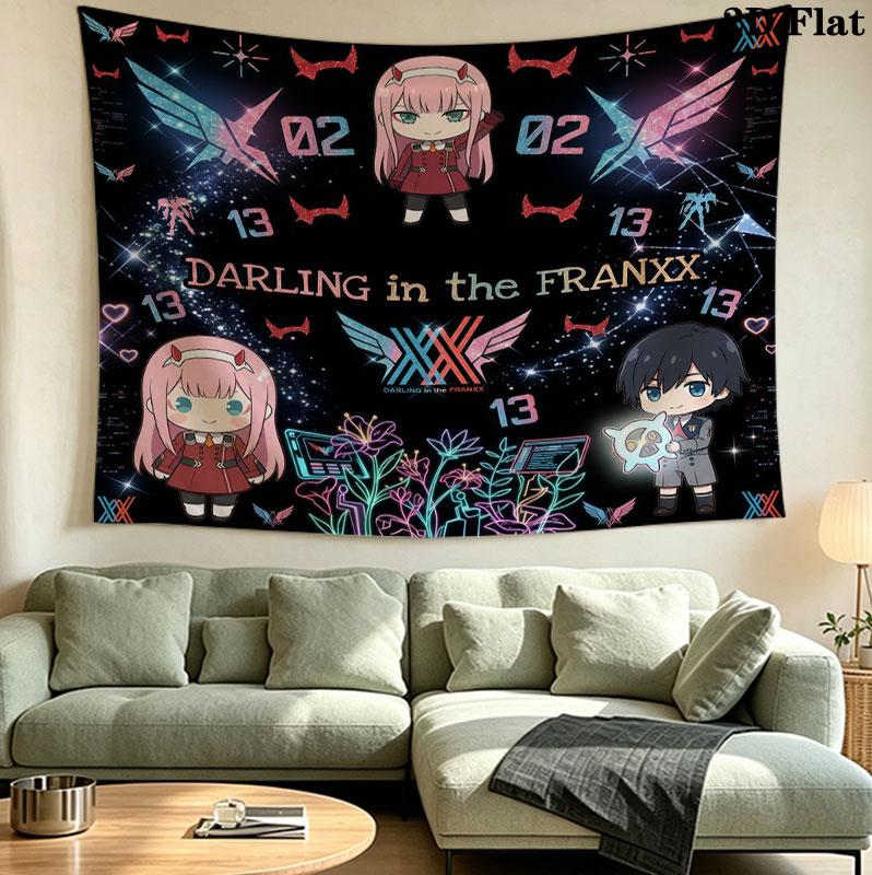 Franxx Wall Tapestry Aesthetic Wall Hanging Printed Fabric Blanket Decorative Tapestries For Bedroom Living Room Home Decor