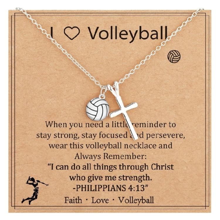 

Adjustable Lightweight Copper Crucifix Pendant Necklace Softball Volleyball Football Theme for Casual Everyday Wear