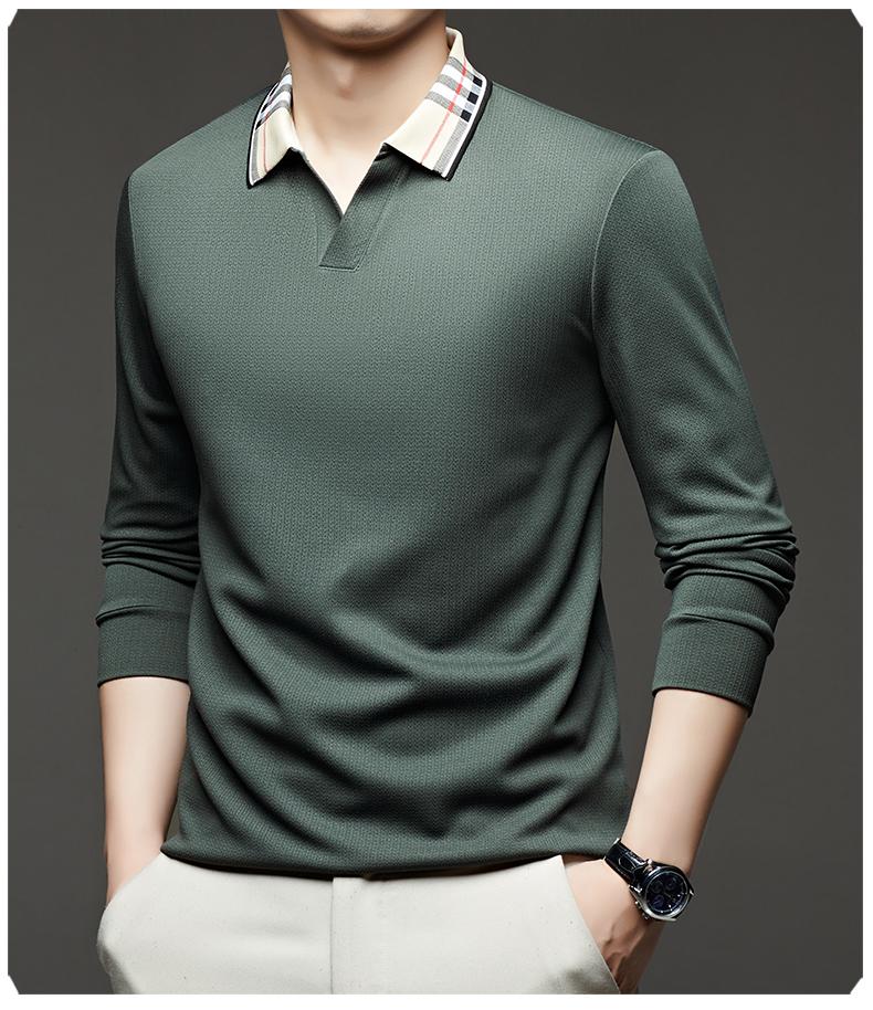 Middle Aged And Young Men'S Fashionable T-Shirt With Long Sleeves And A Collar, Autumn Men'S Casual Polo Shirt, Autumn Clothes
