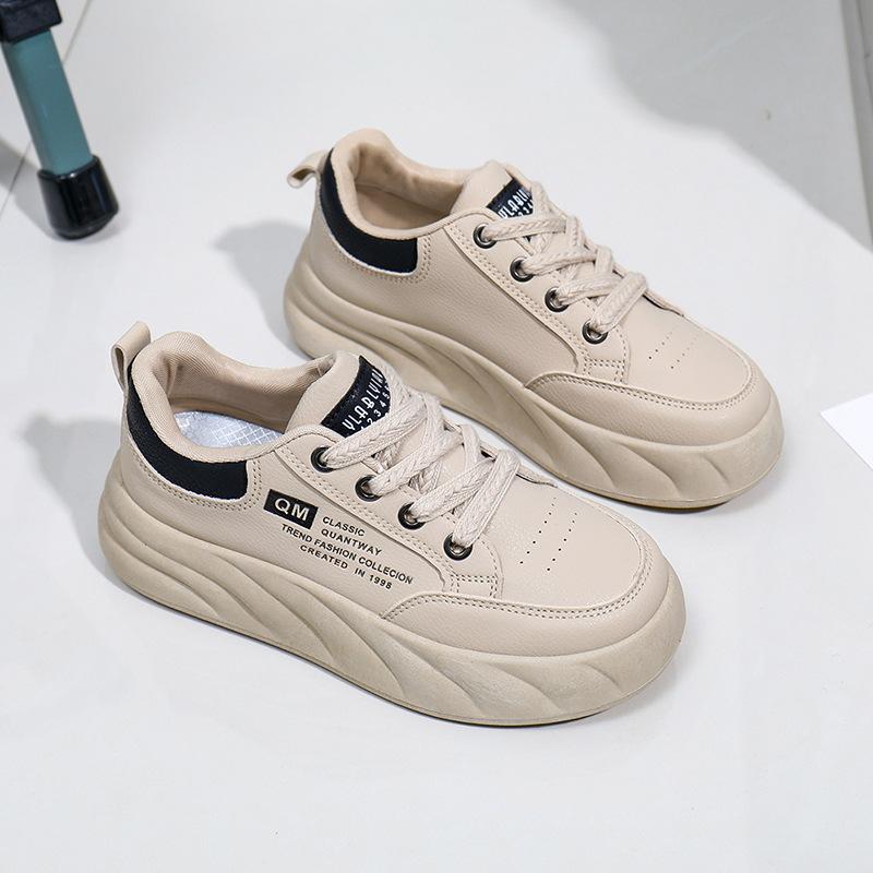 Low-Top Breathable White Shoes for Women  Spring New Internet Celebrity Big Head Bread Shoes Thick-Soled Casual Sneakers A683