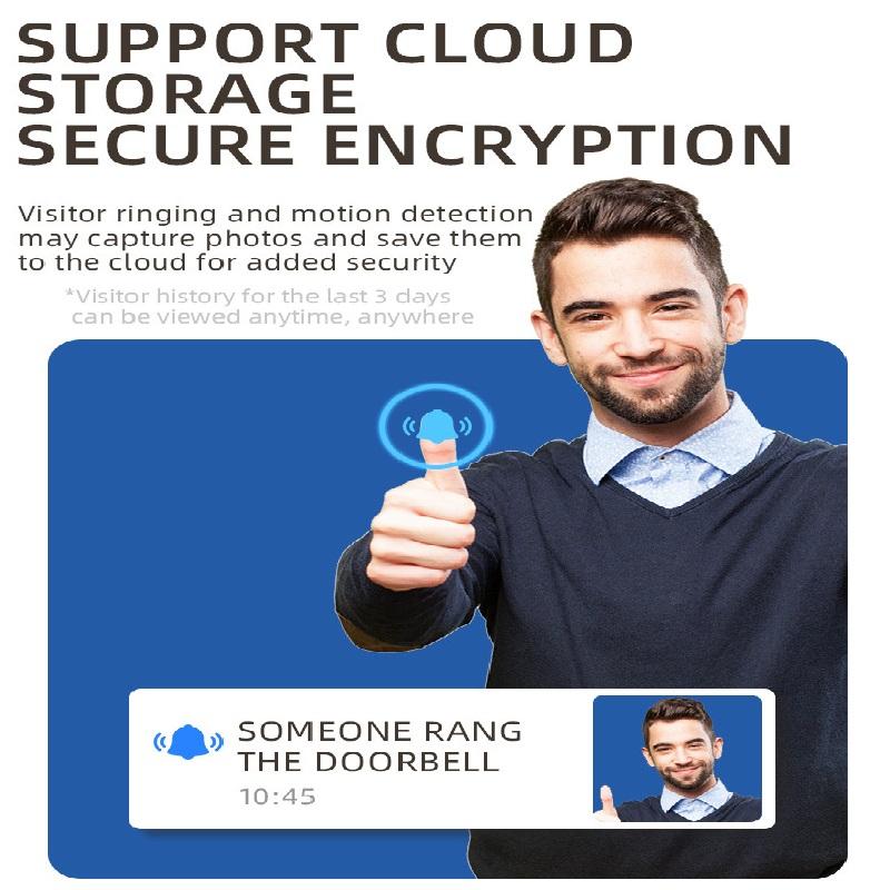 HD Wireless Video Doorbell with Optional Solar Charging Rain Cover, Ultra Long Standby, Voice Changing, Intercom Monitoring, Automatic Power Storage