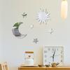 6pcs Star & Moon Combination Mirror Wall Sticker for Bedroom and Living Room - Ramadan Kareem, Holiday, Birthday Party Supplies,