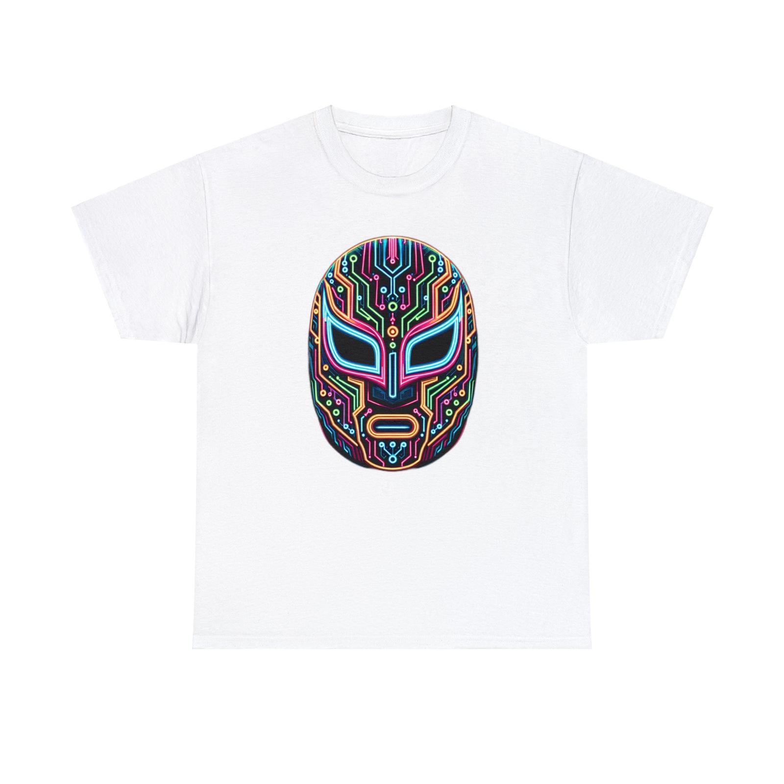 Unisex Adult T Shirt Cyber Electrifying Lucha Libre Wrestler Mask Cyborg Tech S разноцветный