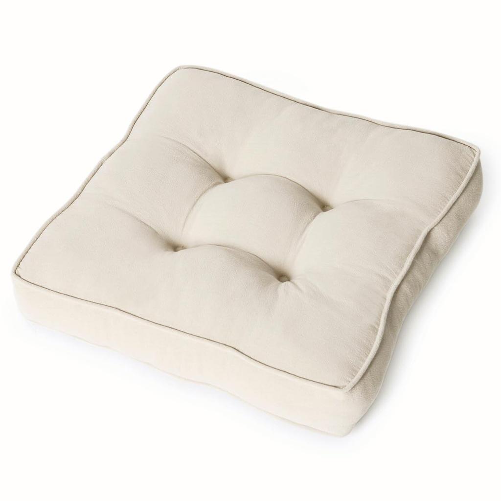 Baibu Home Zabuton Cushion Stylish Cotton Thick 7cm Chair Cushion 40cm Square Zabuton Cute Floor Cushion All Seasons 100%