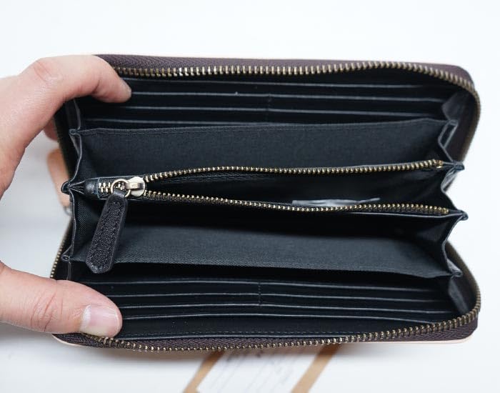 Karakuridamashii Leather Long Wallet, Japanese Pattern, Dragon, Genuine Cowhide Leather, Embossed, Stylish, 252852, Black, Size 20, Free