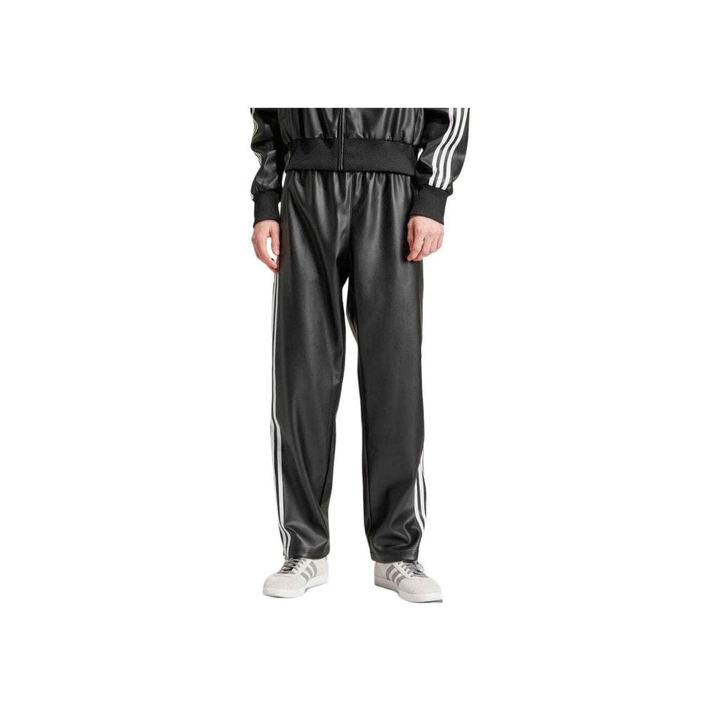 adidas Faux Leather Adicolor 3-Stripes Firebird Track Suit Pants Men Black IZ4038