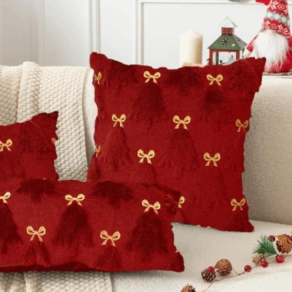New Christmas Day Pillowcase Xmas Tree with Light Short Cushion Slipcover Reindeer Pillow Case Holiday Supplies