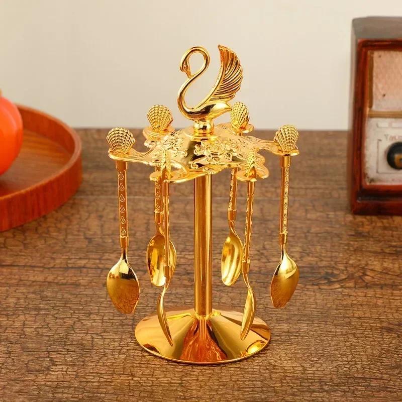 European Entry Lux Swan Spoon Holder Suit Household Coffee Spoon Cake Spoon Tableware Table Decoration