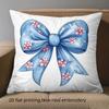 1 Pieces Blue Bow Floral Printed Pillowcase 2D Flat Polyester pillowcase, sofa decorative cushion cov Headboard Pillow