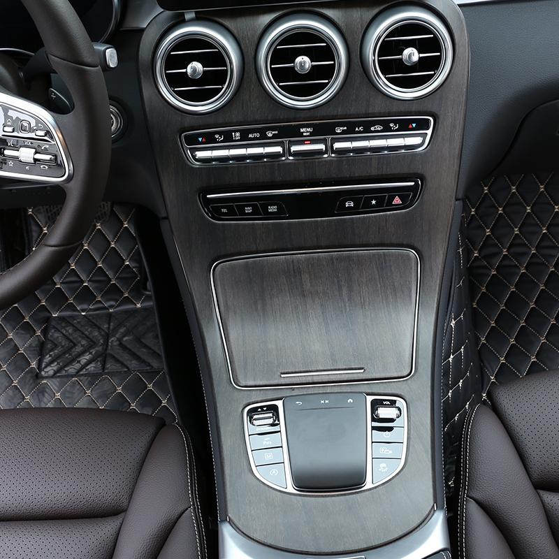 Car Central Control Gear Shift Panel Covers Frame Interior For Mercedes Benz C GLC Class W205 X235 2014- Auto Accessories