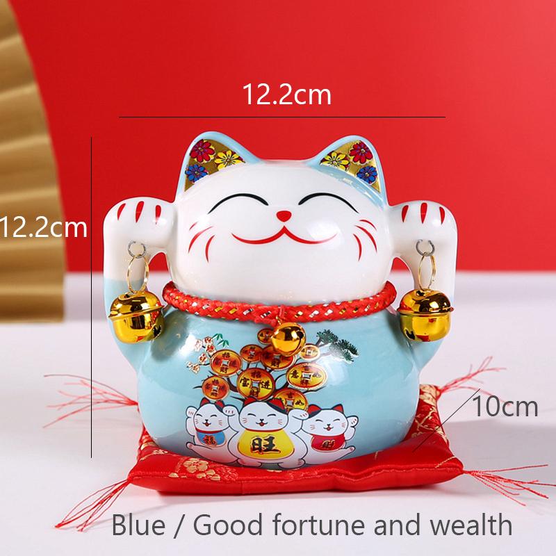 4.8 Inch Ceramic Maneki Neko Fortune Cat Coin Bank Money Box Lucky Cat Decoration Ornament Desktop Centerpiece Kitten Figure