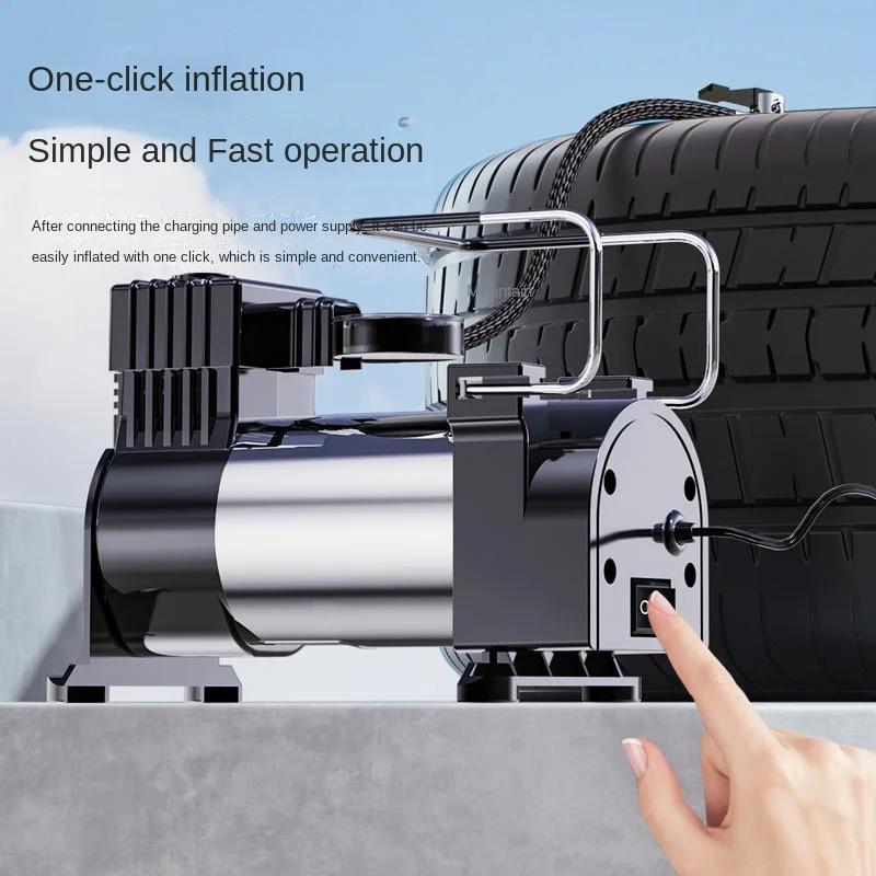 140PSI 12V Car Tyre Inflator Heavy Electrical Air Compressor Automotive Inflation Pump Vehicle Inflation Pumps W/ Pressure Gauge