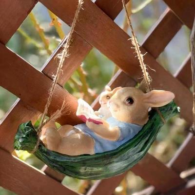 Garden Outdoor Tree Pendant Swing Rabbit Decoration Garden Cartoon Animal Crafts Decoration Decorations for Home
