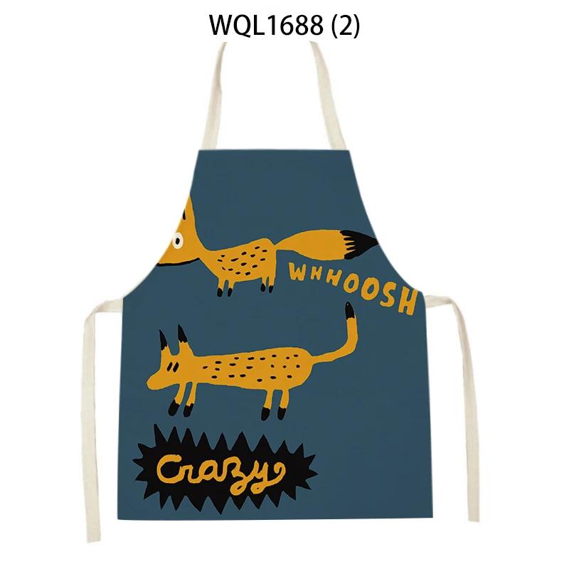 Süßes Fuchs-Muster Leinen Kochschürzen Frau Mann Reinigungs-Küchenschürzen Backzubehör Haushalts-Schürze Reinigungszubehör