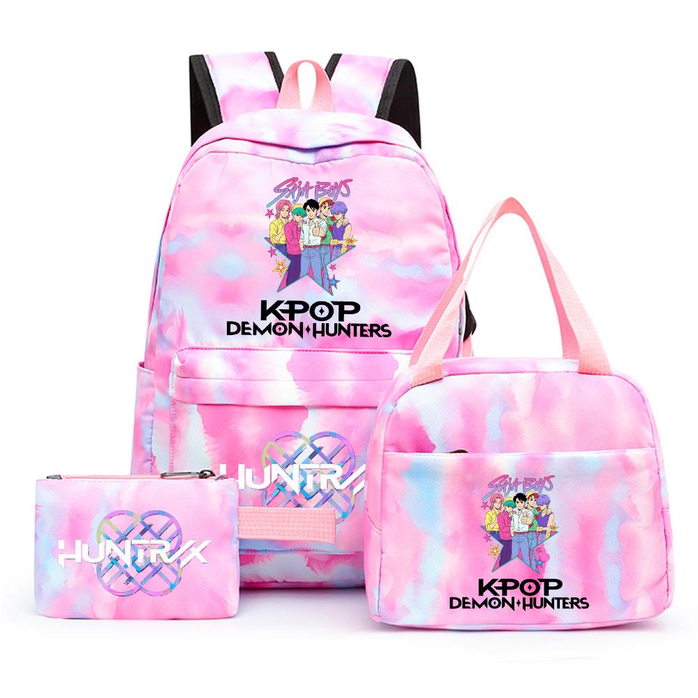 3Pcs/set Anime Demon Hunters Printed Backpack with Shoulder Bag Pengcil Case for Teenager Large Capacity Waterproof Bookbag Back To School Gift